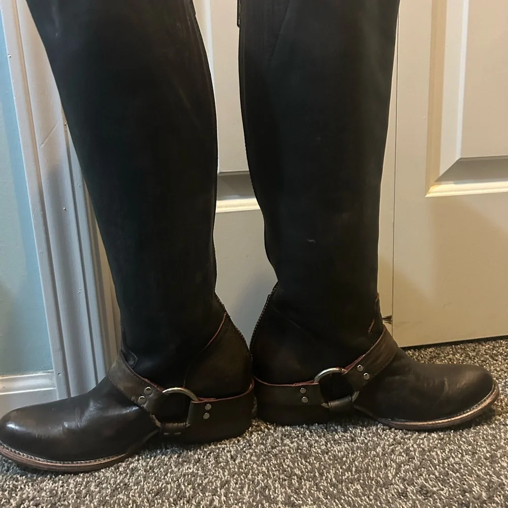 Freebird By Steve Madden Brown Leather Heeled Boots - Picture 6 of 9